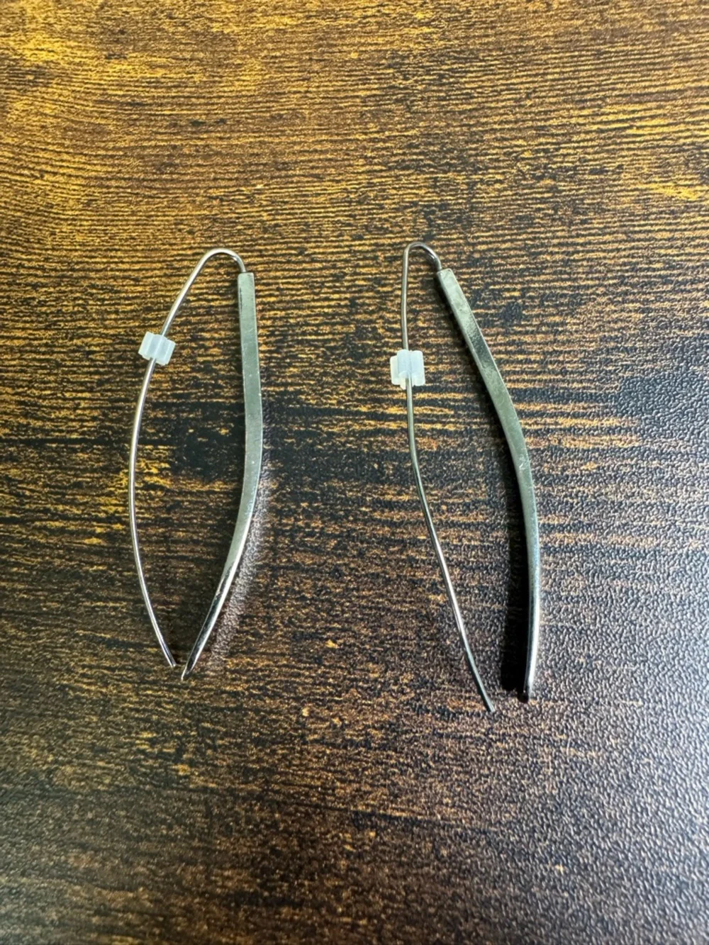 🍄Sleek Minimalist Long Bar Drop Earrings - Silver Tone - Picture 5 of 5